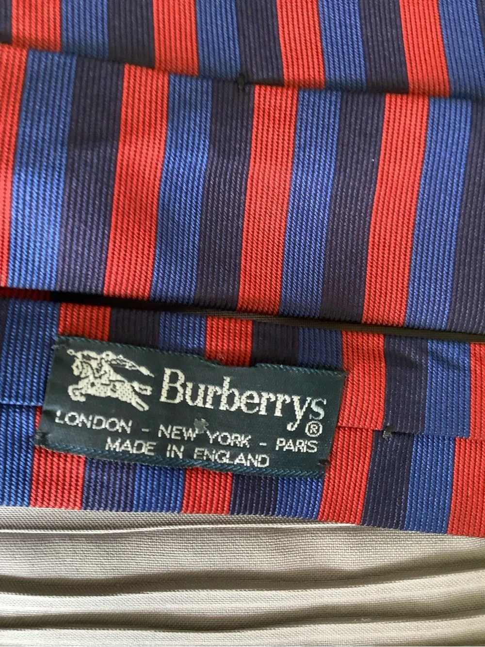 Burberry Red and Blue Striped Knit Tie